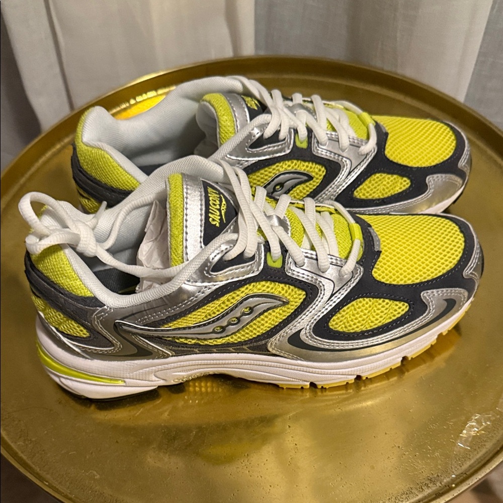Saucony Neon Yellow and Silver Sneakers
